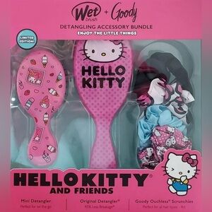 Brand New Hello Kitty and Friends Wet Brush + Goody Detangling Accessory Bundle